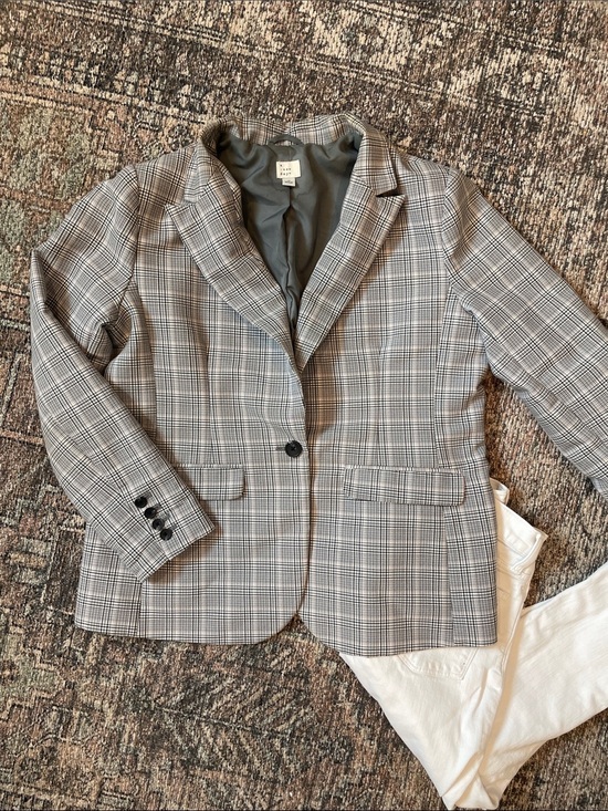 a new day Jackets & Blazers - A New Day Size 16 Plaid Blazer Black White Check Tailored Career Work Jacket
